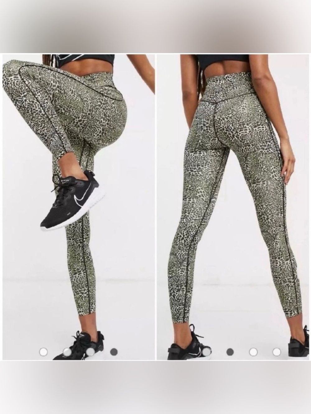 Nike One Leopard Animal Print Leggings Dri-Fit Tight Fit Mid Rise 7/8 Length XS